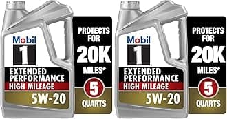 Mobil 1-123840 Extended Performance High Mileage 5W-20, Gray; 5QT (Pack of 2)