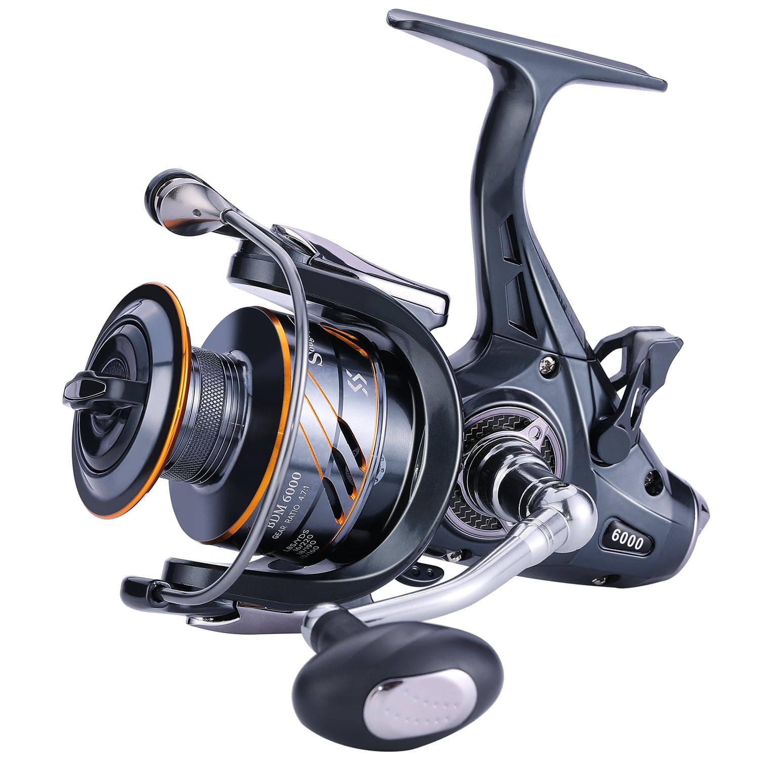 Sougayilang Carp Fishing Reel,5+1 Shielded Stainless Steel BB-Carbon Fiber Drag Carp Reels, for Saltwater or Freshwater Spinning Reels, Fishing Reels