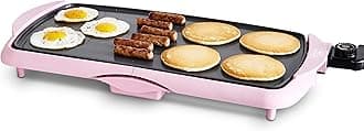 Healthy Ceramic Nonstick, Extra Large 20" Electric Griddle for Pancakes Eggs Burgers and More, Stay Cool Handles, Removable Drip Tray, Adjustable Temperature Control, PFAS-Free, Soft Pink