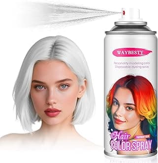 Temporary Hair Color Spray For Kids Women Men, Temporary Hair Dye Washable Hair Color Wax Non-Sticky For Cosplay Party DIY, Christmas Party, Halloween Crazy Hair Day (White, 4.06 oz)