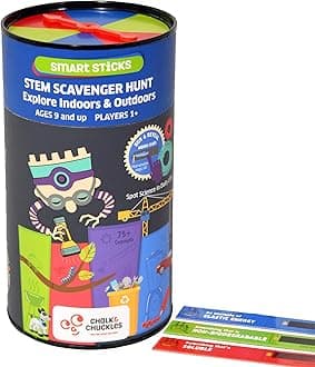 Chalk and Chuckles Smart Sticks STEM Scavenger Hunt Game for Kids Age 8-12, Fun Learning & Educational Science Toy, Gifts for Boys & Girls 9, 10, 11, 12, 13 Years Old, Outdoor Indoor Activity