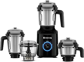 Atomberg Zenova Mixer Grinder with Unique Coarse Mode | Advanced Safety Features | 4 Jars including Unique Chopper Jar with Hands Free Operation (Black)