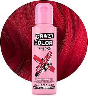 Crazy Color Vibrant Vermillion Red Semi-Permanent Hair Dye. Highly Pigmented Scarlet Red Conditioning & Oil Nourishing Vegan Formula | No Bleach or Ammonia | 100ml