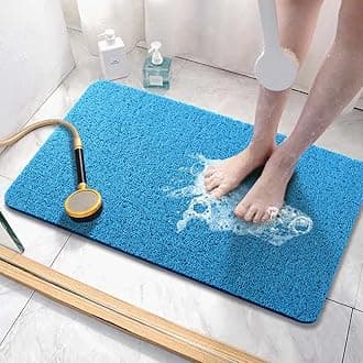 Asvin Soft Texture Bathtub and Shower Mat, 61 x 81.3 cm, Phthalate Free, Non Slip, Comfortable, Draining, PVC Loofah for Wet Areas, Quick Drying