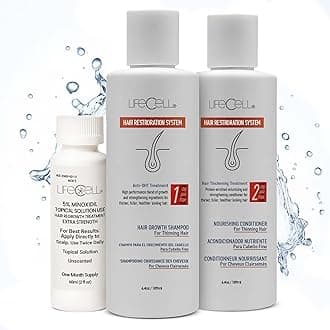 LifeCell Hair Restoration System for Men 5% – Hair Growth Treatment with Minoxidil, Anti-DHT Shampoo & Conditioner – Thicker, Fuller Hair – Supports Scalp Health & Hair Regrowth