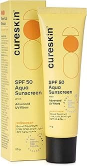 SPF 50 Aqua Sunscreen with Advanced UV Filters | Broad Spectrum Sun, UVA, UVB, Blue Light Protection, SPF 50 & PA+++, 50 g (Pack of 1)