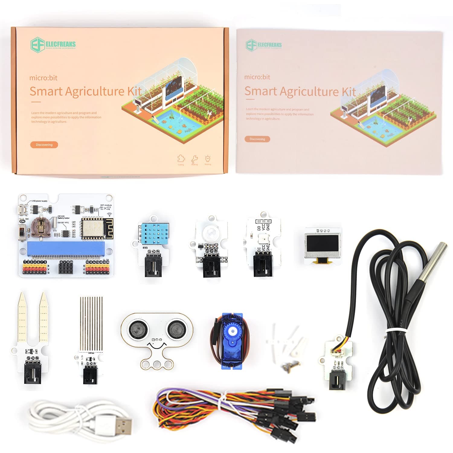 ELECFREAKS microbit Smart Agriculture Kit Micro:bit Sensor Starter Kit Octopus Series Sensor, DIY Programming STEM kit with Basic Coding Electronics Modules and Wiki Tutorial(Without Micro:bit)