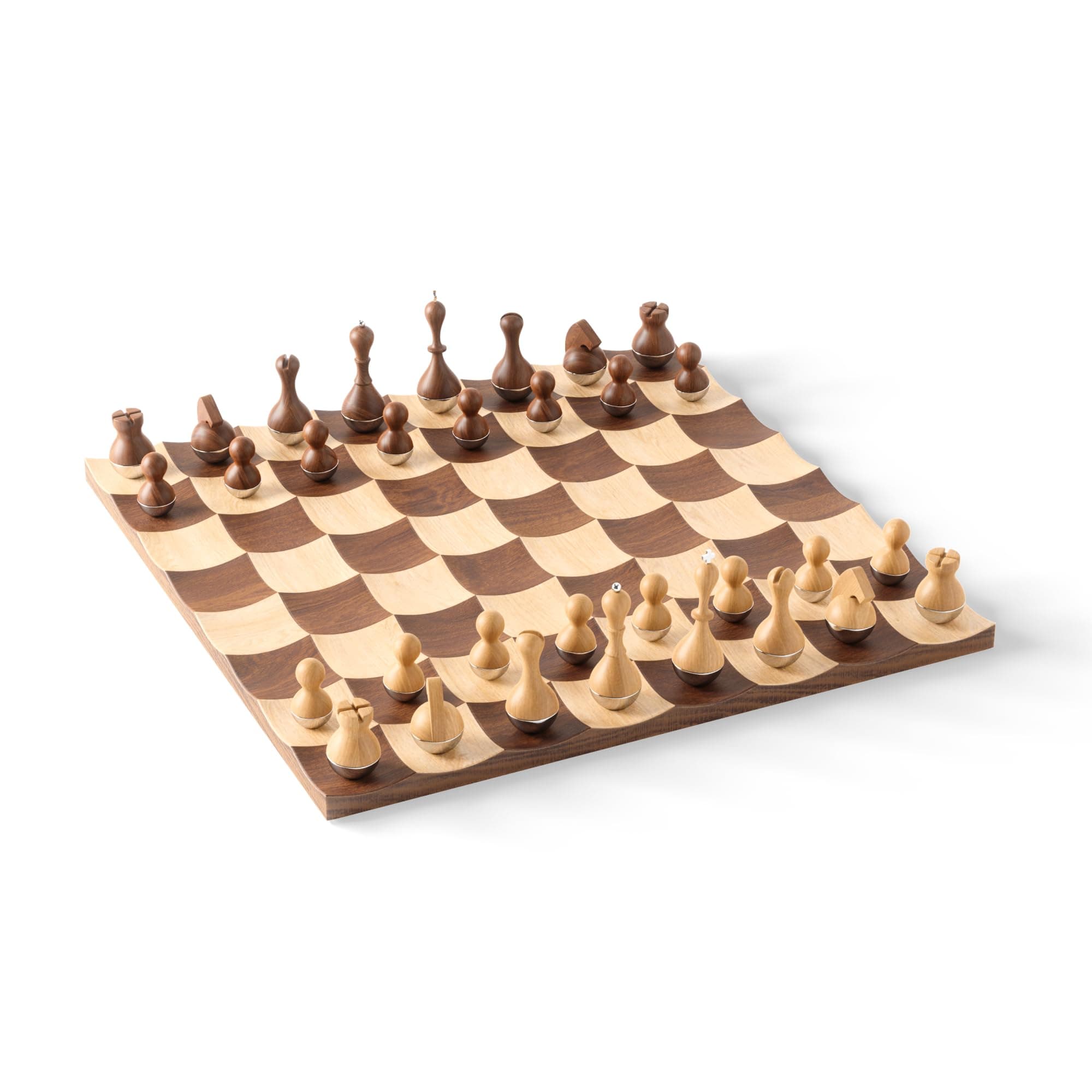 Umbra Wobble Chess Set, Walnut