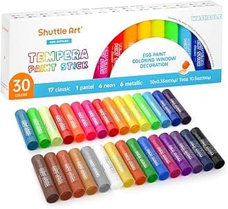Shuttle Art Crayons 30 Color Set - No Mess Hands Washable Tempera Paint Sticks