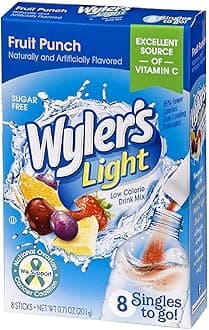 Wyler’s Light Singles-To-Go Sugar Free Drink Mix, Fruit Punch, 8 CT Per Box (Pack of 1)…