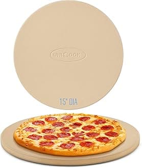 Unicook 15'' Round Pizza Stone, Baking Stones for Grill and Oven, Heavy Duty Ceramic Pizza Grilling Pan, Thermal Shock Resistance, Perfect for Baking Crisp Crust Pizza, Bread, Cookies and More, 6.5LBS