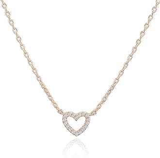 PAVOI 14K Gold Plated Cubic Zirconia Heart Necklace | Cute Dainty Love Pendant Necklaces for Women - Valentines Day Trendy Jewelry