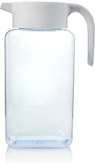 Arrow 1 Gallon Plastic Pitcher with Lid - Clear Plastic Pitcher for Refrigerator, Fill with Cold Drinks - BPA Free, Space-Saving Rectangular Design - Fill with Lemonade, Milk, Juice