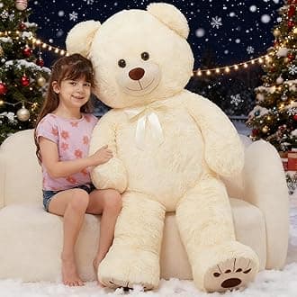 MaoGoLan 51inch Giant Teddy Bear Plush Huge Stuffed Polar Bear Toy White Stuffed Animal for Girls Girlfriend Christmas Valentine's Day Gifts, Baby Shower Decorations