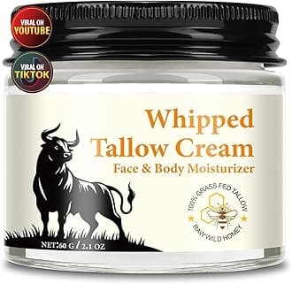 Beef Tallow Skin Care - Tallow and Honey Balm - 100% Grass-Fed Beef Tallow, Honey & Beeswax, Deep Hydration for Dry & Aging Skin, Natural Skin Barrier, Nourishing Moisturizer