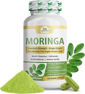 Moringa Capsule - True Green Single Origin Moringa Leaf Powder Organic Superfood - Premium Strength Miracle Tree Nutrients Vitamins Antioxidants Dense Tender Leaves (120 Capsules)