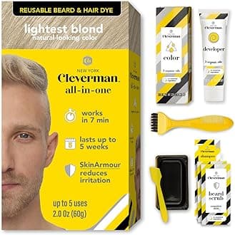 Cleverman Hair and Beard Dye for Men - All-in-One Set - Colour for Men for Natural Coverage Against Grey Hair, Professional Quality, No Ammonia, for Concealing Grey Hair, Beard