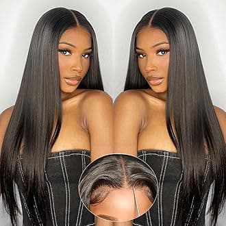 Wear and Go Glueless Wigs Human Hair Pre Plucked Pre Cut 6x4 Straight Lace Front Wigs Human Hair Wigs for Women No Glue Hd Lace Front Closure Ready to Wear Wigs 180% Density 22 Inch Natural Black
