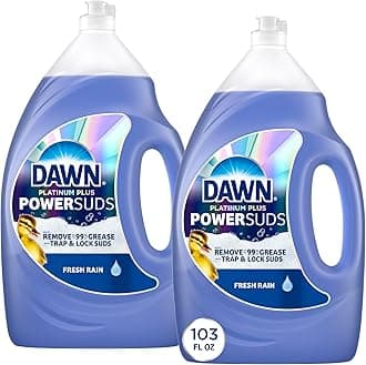 Dawn Platinum Plus PowerSuds Dish Soap Liquid, Dishwashing Liquid, Dish Detergent, Fresh Rain Scent, 51.5 fl oz (Pack of 2)