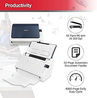 Xerox Visioneer Xerox D35 Scanner, USB Office Document Scanner for PC and Mac, 45 PPM, Automatic Document Feeder (ADF), White