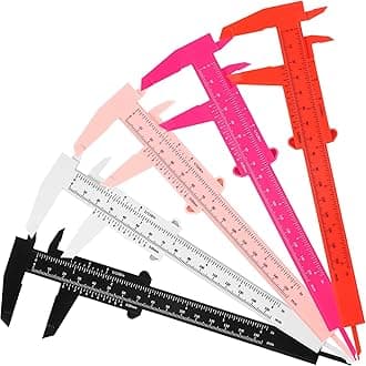Frienda 5 Pieces Eyebrow Measuring Ruler Brow Mapping Tool Mini Vernier Caliper Double Scale Plastic Sliding Gauge Ruler for Micro Blading Eyebrow Tattoo Brow Artists(Bright Colors)