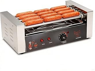 16 Capacity Commercial Hot Dog Roller Machine with 5 Stainless Steel Rollers – 750W for Concession Stands, Food Trucks, Party Catering