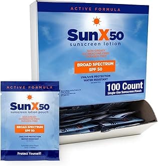 SunX SPF50 Broad Spectrum Sunscreen Dispenser Box, 100-Pack