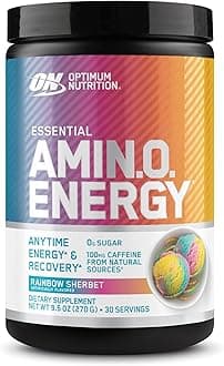 - New Flavor Amino Energy - Pre Workout with Green Tea, BCAA, Amino Acids, Keto Friendly, Green Coffee Extract, Energy Powder - Rainbow Sherbet, 30 Servings (Packaging May Vary)