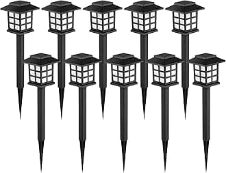 GIGALUMI LED Solar Walkway Lights, 10 Pack Waterproof Lights for Garden, Landscape, Path, Yard, Patio, Driveway - Maintain 10 Hours of Lighting