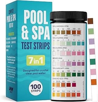 Pool and Hot Tub Test Strips - 7 in 1 Pool and Spa Test Strips, Quick and Accurate 100 Bromine, pH, Hardness, Alkalinity & Chlorine Test Strips, with Ebook - Pool Water Testing Kit - JNW Direct