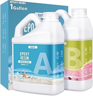 Epoxy Resin-1 Gallon, Crystal Clear Epoxy Resin Kit, No Yellowing No Bubble Art Resins Casting Resin for Art Crafts, Jewelry Making, Wood & Resin Molds(0.5 Gallon x 2)