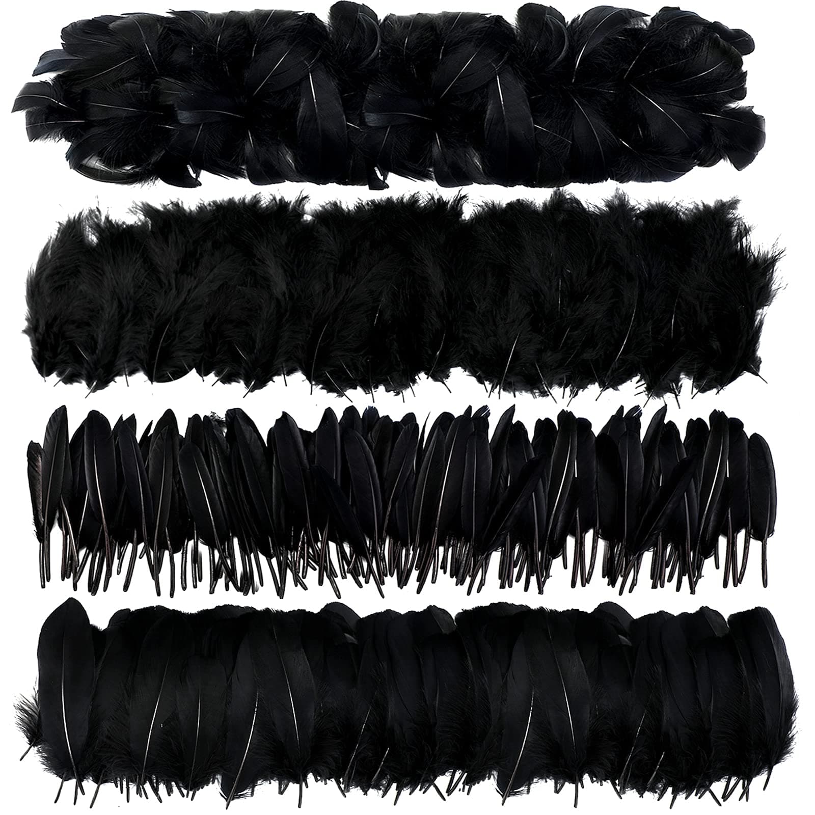4 Styles Assorted Crafts Feathers (Black)