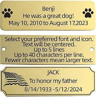 Engraved Custom Name Plate,Brushed Stainless Steel Personalized Name Plaque,Metal Engraving Custom Name Plate with Adhesive Backing or Screws for URN,Trophy, Picture Frame (Gold)