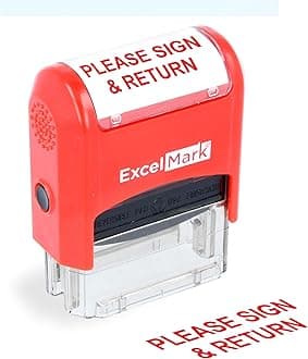 Please Sign & - ExcelMark Self-Inking Two-Color Rubber Teacher Stamp Perfect for Grading Homework Red and Blue Ink
