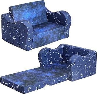 Constellation Kids Sofa, 2-in-1 Kids Couch Fold Out, Convertible Sofa to Bed for Girls and Boys, MOMC-2IN1-TPR-XZ
