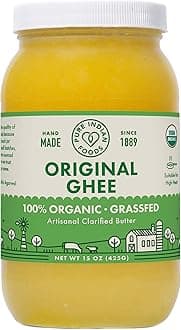 Pure Indian Foods 100% Organic Ghee Clarified Organic Ghee Refined Butter 15 oz