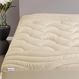 SLEEP ZONE Cooling Mattress Topper California King, Premium Zoned Cool Mattress Pad Cover, Padded Mattress Protector Breathable Washable, Deep Pocket 8-21" (Beige, Cal King)