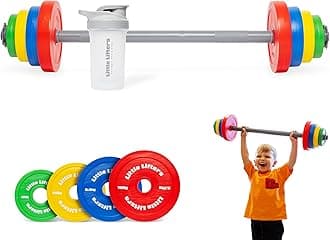 Kids Barbell Set – Adjustable Children's Toy Weights & Plastic Barbell Toy with Drinks Water Bottle, Kids Gym Equipment for Pretend Play, Fun Fitness Toys for Boys & Girls Home Workout