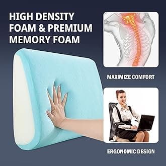 HOMBYS Lumbar Support Pillow for Recliner Chair, Memory Foam Back Support Cushion for Elderly,Extra Large Lumbar Support Pillow with Extension Straps, Thick Backrest for Home Reading,20x14x5 in