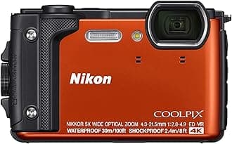 Nikon W300 Waterproof Underwater Digital Camera with TFT LCD, 3", Orange (26524)
