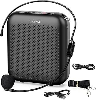 NORWII S358 Portable 2000mAH Rechargeable Voice Amplifier with Wired Microphone Headset & Waistband, Personal Microphone and Speaker for Teachers Tour Guides ect (Black)