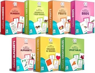Storio Flashcards Early Learning 7 in 1 Flash Cards for Kids Babies | 196 Total Cards | Fun & Easy Learning Way for Preschoolers & Toddlers | 12+ Months