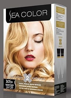 SEA COLOR Permanent Hair Dye Set (2 tubes in a box) - Pearly Blonde 10.0