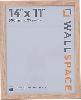 Wall Space 14x11 Oak Frame | Light Oak 14x11 inch Picture Frame | 14 x 11 inch Oak Photo Frame | SOLID OAK 11 x 14 Picture Frames | Wooden 11x14 Picture Frame made from SOLID WOOD with REAL GLASS