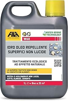 FILA Surface Care Solutions, W68 Transparent Anti-Stain Waterproof Protective for Non-Glossy Surfaces, Leak Proof Effect Water Repellent for Cotto, Natural Stone Protective, 1L