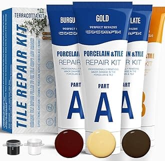 Tile Repair Kit - (Terracotta Kit) Ceramic Floor Tile Repair Kit - Super Strong Porcelain Tile Filler - Fix Cracks, Chips, Holes Fast. for Porcelain, Ceramic, Acrylic, Fiberglass, Enamel.