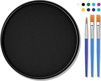 Black Face Body Paint Makeup 30G,Professional Stage Screen Halloween,Non Toxic Face Body Paint Makeup for Halloween Costume Theater Dress-Up Zombie Vampire Skeleton Clown Makeup-02