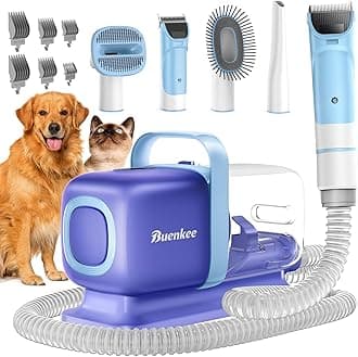 Dog Grooming Kit with Vacuum, 15000Pa Pet Hair Clipper and Shedding Brush, 50dB Low Noise, 2L Capacity, White