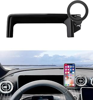 Car Phone Holder for 2023-2026 Mercedes Benz GLC / 2022-2026 C-Class Accessories 12.3-Inch Digital Instrument Cluster Screen Fixed Clip, 360° Rotation Phone Mount Compatible with MagSafe