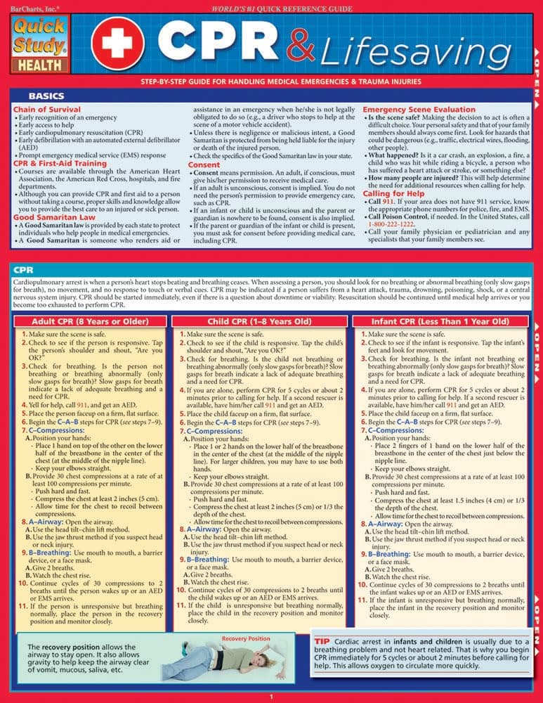 CPR & Lifesaving: A Quickstudy Laminated Reference Guide Pamphlet – Import, 1 April 2013